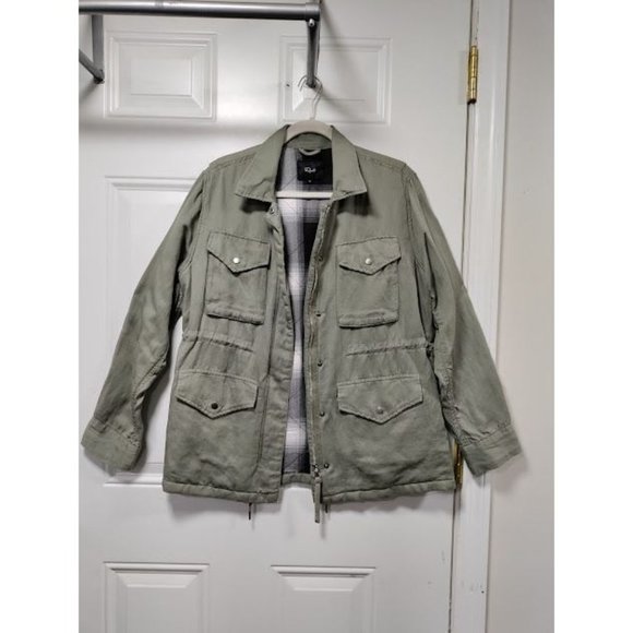 Rails Jayden Sage Green Womens Jacket Drawstring Utility Style Plaid Lined M - Picture 2 of 7